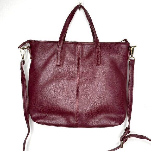 Joy Susan Faux Leather Top Handle Adjustable Crossbody Strap Tote Bag Red - Picture 1 of 9